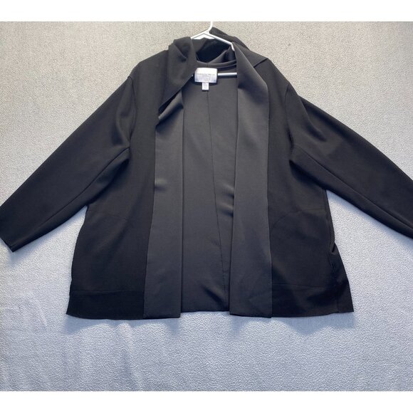 Carolina Belle Montreal Black Hooded Scuba Blazer Jacket Coat Size 2X,Open Front - Picture 1 of 9